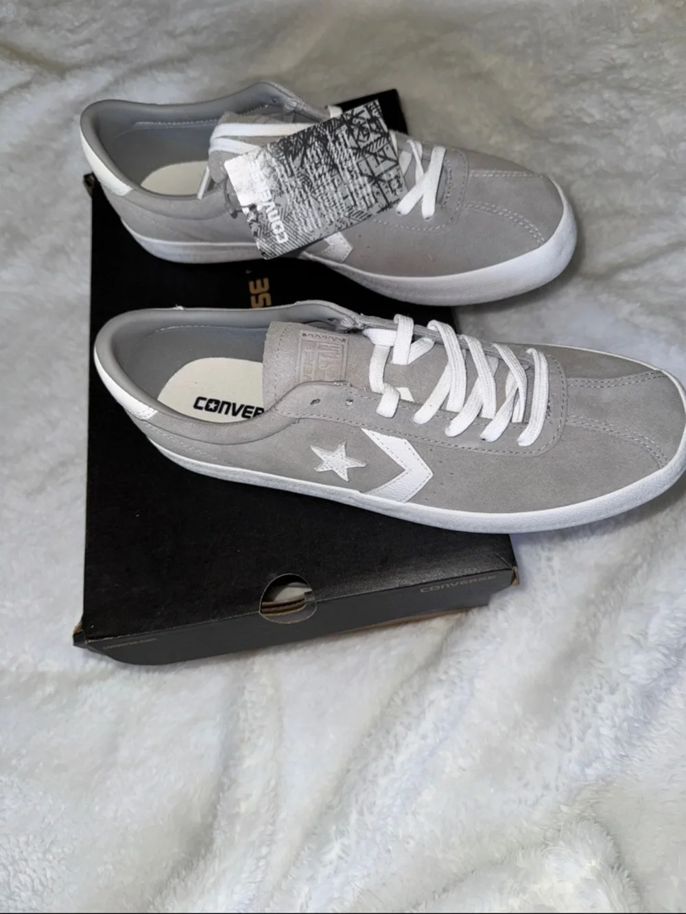 Converse Women’s Suede Sneakers in Grey with White Accents - Picture 2 of 4